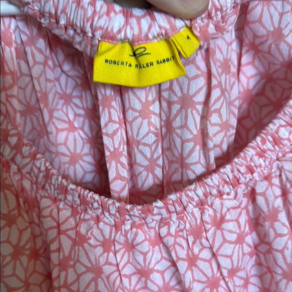 Roberta Roller Rabbit Pink and Cream Top with Ruffled Neckline - Picture 2 of 3